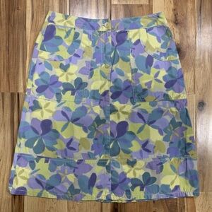 J.Jill A-Line Skirt Abstract Floral Womens 8P Spring Color Pockets Casual